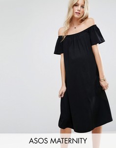 Платье миди с открытыми плечами ASOS Maternity - Черный
