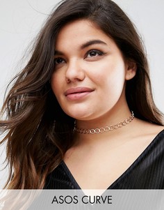 Ожерелье-чокер с дизайном в виде колец ASOS CURVE - Медный