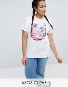Футболка с тропическим принтом ASOS CURVE - Мульти