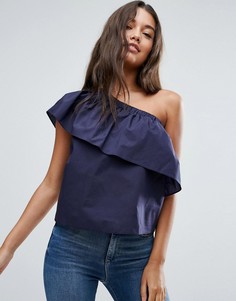 Хлопковый топ на одно плечо ASOS - Темно-синий