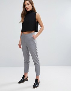 Узкие брюки с оборками на карманах New Look - Серый