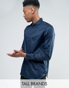 Строгая рубашка из атласной эластичной ткани Ted Baker TALL - Темно-синий