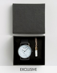 Подарочный набор с часами и мраморной подвеской Reclaimed Vintage - Черный