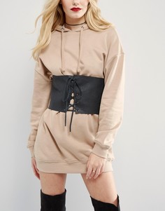 Широкий кожаный пояс-корсет ASOS - Черный