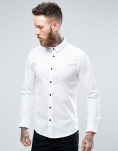 Зауженная рубашка со скрытой пуговичной планкой Only & Sons - Белый