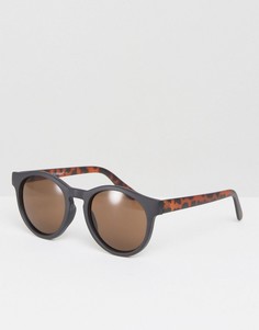 Круглые солнцезащитные очки с контрастной боковой отделкой AJ Morgan - Черный