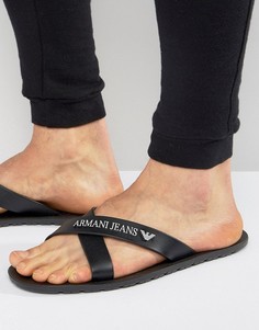 Черные шлепанцы с логотипом Armani Jeans - Черный
