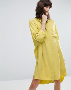 Платье-рубашка из купро Weekday - Желтый