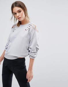 Трикотажный джемпер с декоративными прорехами New Look - Серый