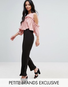 Брюки с оборками на манжетах Fashion Union Petite - Черный