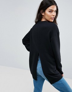 Длинный свитшот с разрезом сзади ASOS - Черный