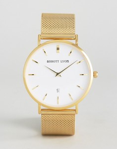 Часы с белым циферблатом и золотистым браслетом Abbott Lyon Kensington 40 - Золотой