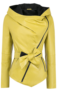 Желтая кожаная куртка с капюшоном La Reine Blanche