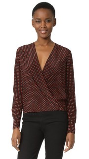 Блуза с драпировкой спереди и длинными рукавами Diane von Furstenberg