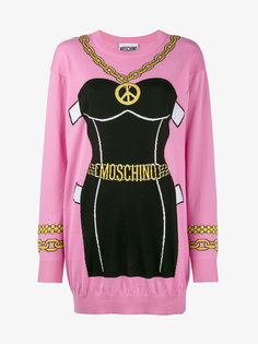 трикотажное платье с принтом бюстье Moschino