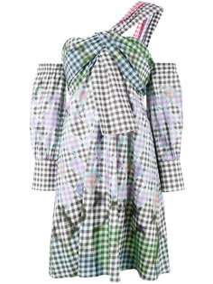 one-shoulder diamond print gingham dress  Peter Pilotto