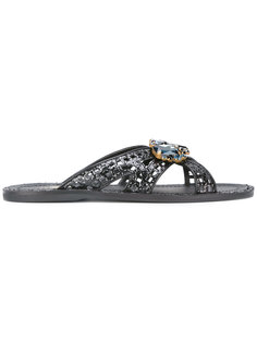 glittered crossed sandals Car Shoe