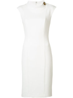 buttoned neck fitted dress Badgley Mischka