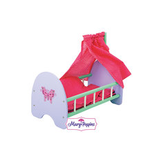 Деревянная кроватка для куклы "Бабочка" с пологом, 53*30*25 см, Mary Poppins