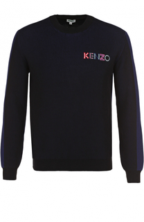 Хлопковый джемпер фактурной вязки с контрастной отделкой Kenzo