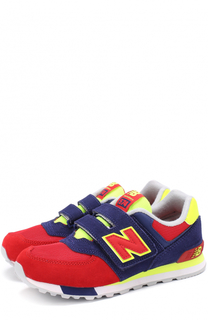 Комбинированные кроссовки 574 с застежкой велькро New Balance