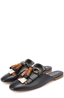 Кожаные сабо с бахромой и кисточками Tod’s Tods
