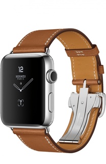 Apple Watch Hermès Series 2 42mm Stainless Steel Case с кожаным ремешком Simple Tour цвета Fauve с раскладывающейся застёжкой Apple