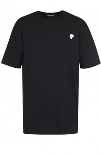 Хлопковая футболка свободного кроя с контрастной отделкой Markus Lupfer