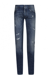 Джинсы прямого кроя с декоративными потертостями Dolce & Gabbana