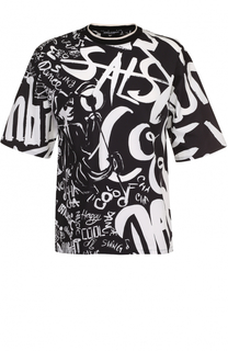 Хлопковая футболка свободного кроя с контрастным принтом Dolce &amp; Gabbana
