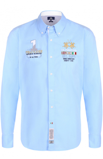 Хлопковая рубашка с воротником button down La Martina