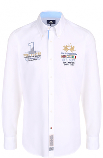 Хлопковая рубашка с воротником button down La Martina