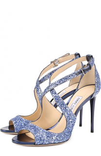 Босоножки Emily 100 с глиттером на шпильке Jimmy Choo