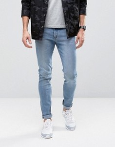 Голубые зауженные джинсы из стираного денима Cheap Monday - Синий