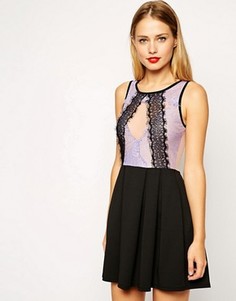 Короткое приталенное платье из кружева с пышной юбкой ASOS - Мульти