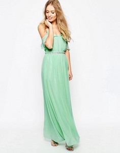 Платье макси с открытыми плечами ASOS - Зеленый