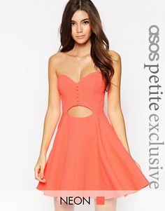 Жаккардовое платье мини с вырезом ASOS PETITE - Розовый