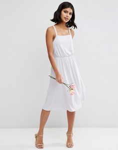 Платье миди из крепа с перекрестом сзади ASOS WEDDING - Серый