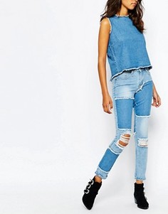 Узкие джинсы в винтажном стиле с необработанным краем Liquor &amp; Poker - Синий