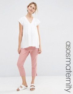 Льняные укороченные брюки для беременных ASOS Maternity - Розовый