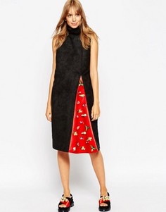 Платье с воротником‑труба и декорированной вставкой A V Robertson for ASOS BLACK - Синий