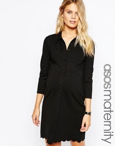 Платье-рубашка для беременных с фактурной отделкой ASOS Maternity - Черный
