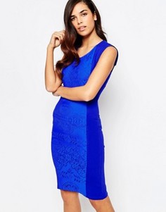 Платье миди с кружевной вставкой Amy Childs Yolanda - Синий