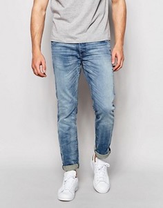 Выбеленные узкие стретчевые джинсы в винтажном стиле Jack &amp; Jones Intelligence - Синий