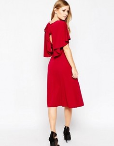 Платье миди из крепа с кейпом сзади ASOS - Мульти