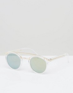 Круглые солнцезащитные очки с металлической переносицей и плоскими стеклами ASOS - Прозрачный