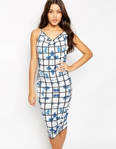 Драпированное платье-футляр миди на одно плечо ASOS - Мульти