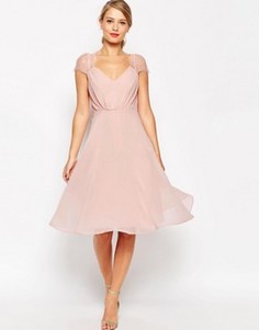 Платье миди с кружевными вставками ASOS Kate - Розовый