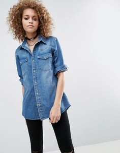 Джинсовая рубашка бойфренда ASOS - Синий