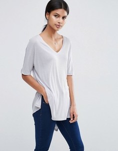 Свободный оversize-топ в рубчик с V-образным вырезом ASOS - Серый